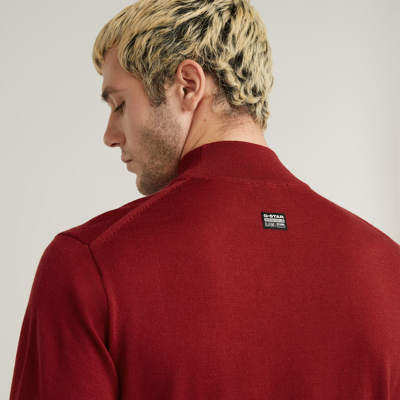G-STAR Outlet Premium Core Mock Neck Knitted Sweater Red