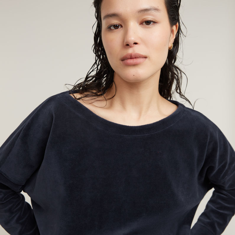 G-STAR Outlet Batwing Velvet Loose Sweater Dark blue