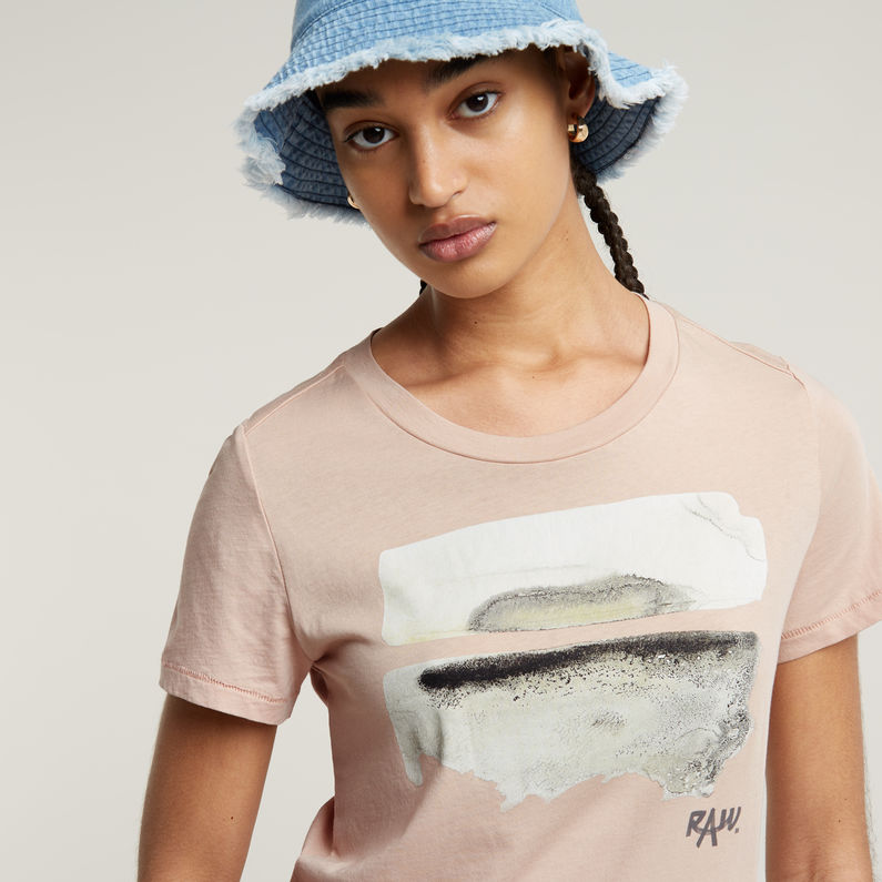 G-STAR Outlet Camiseta Abstract Water Color Print Rosa