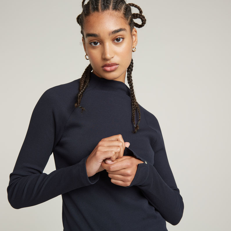 G-STAR Outlet Slim Rib Mock Top Dark blue