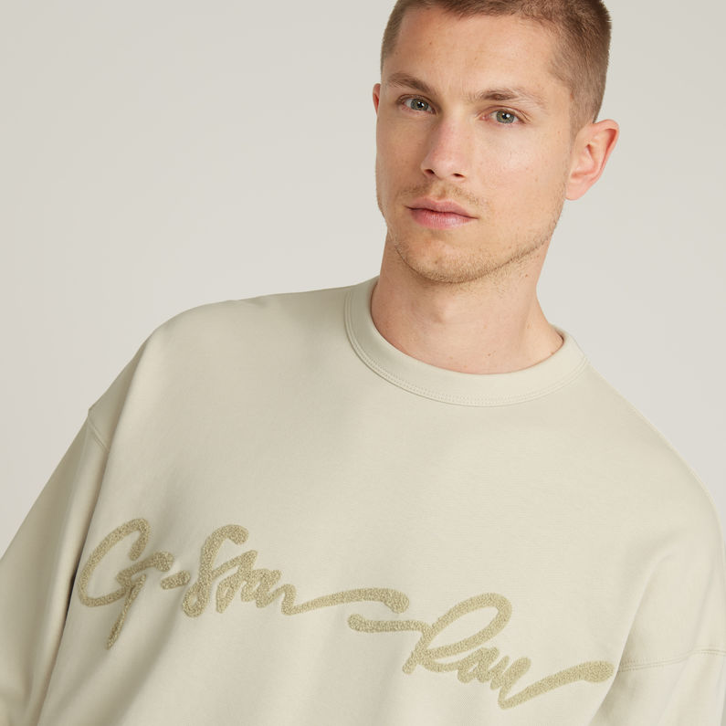 G-STAR Outlet Chenille G-Script Loose Sweater White