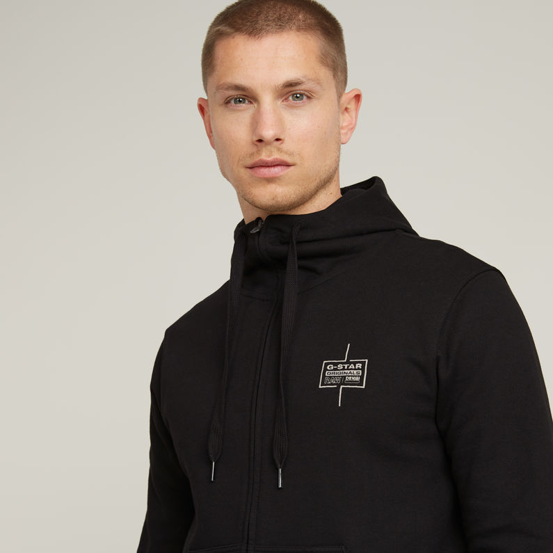 G-STAR Outlet Logo Hooded Zip Thru Jacket Black