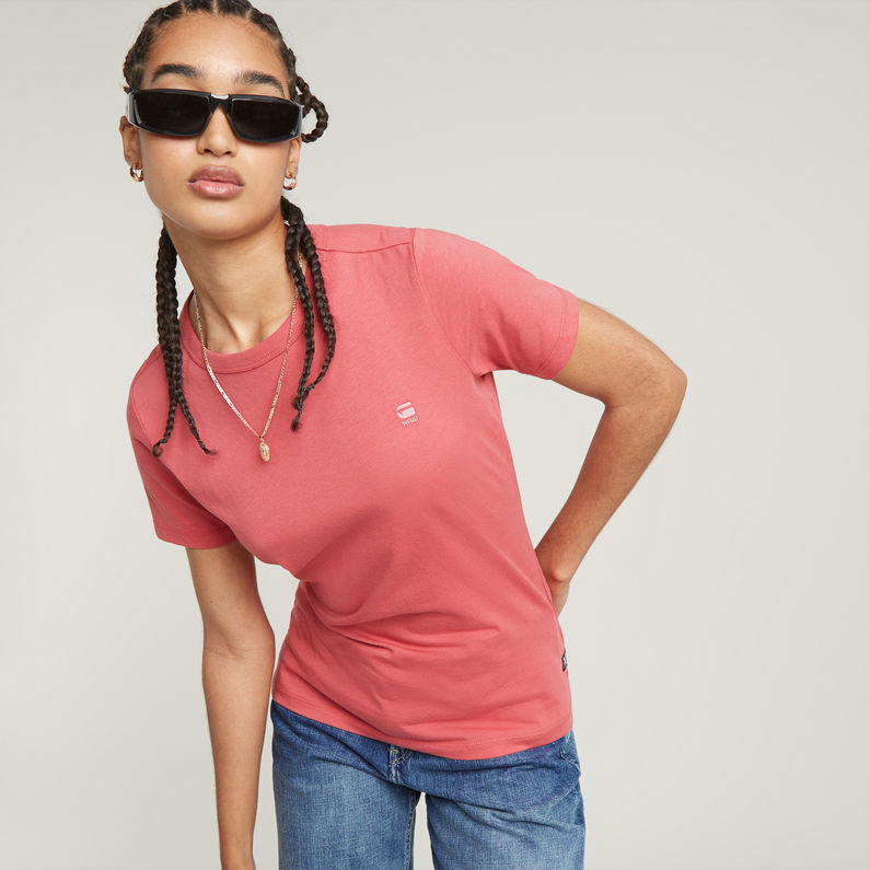 G-STAR Outlet Chest Logo Optic Slim Top Pink