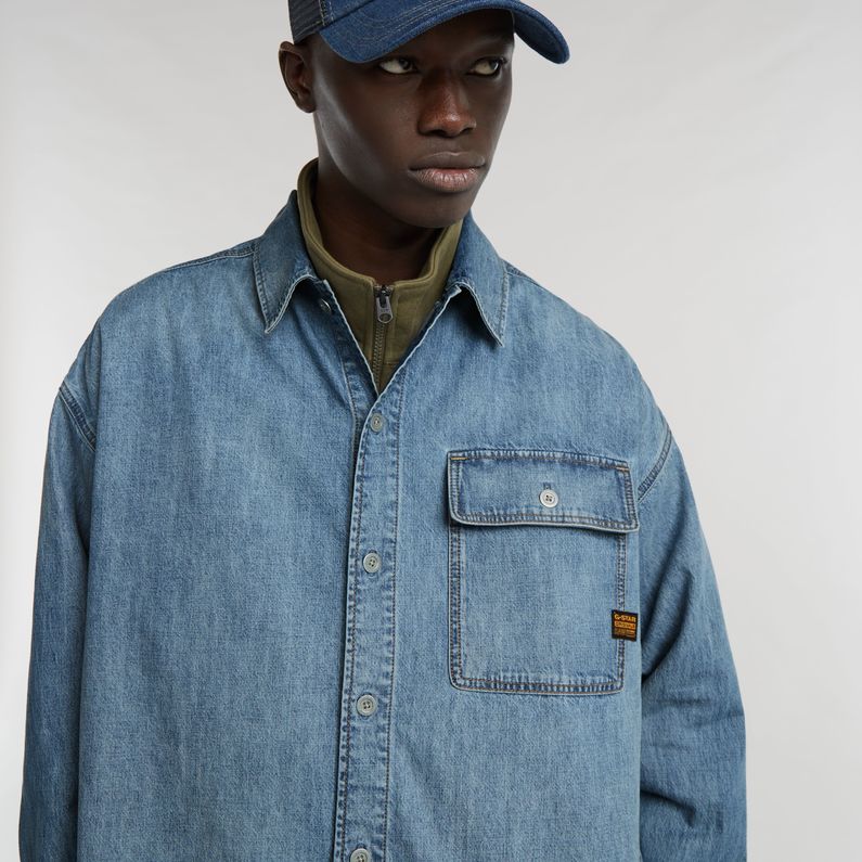 G-STAR Outlet Boxy Flap Pocket Shirt Medium blue