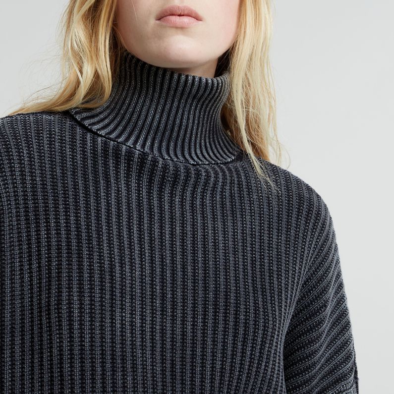 G-STAR Outlet Loose Overdyed Turtle Knitted Sweater Dark blue