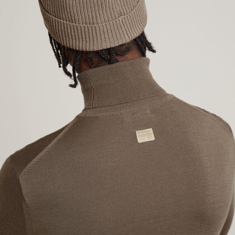 G-STAR Outlet Premium Core Turtle Neck Knitted Sweater Brown