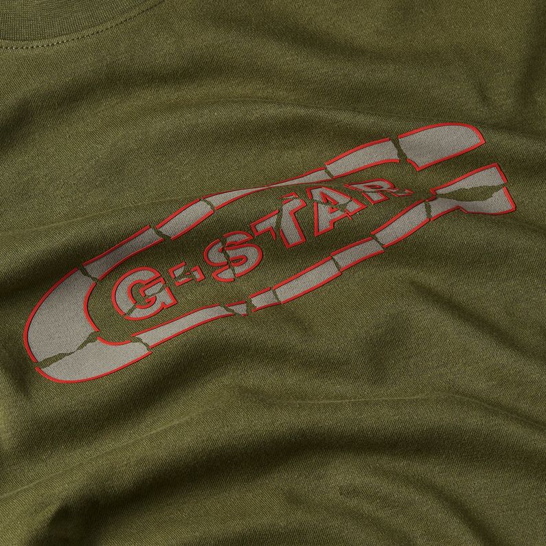 G-STAR Outlet Destroyed Old Skool Logo T-Shirt Green