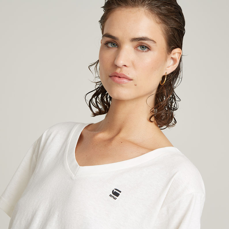 G-STAR Outlet Top Open V-Neck Relaxed Blanco