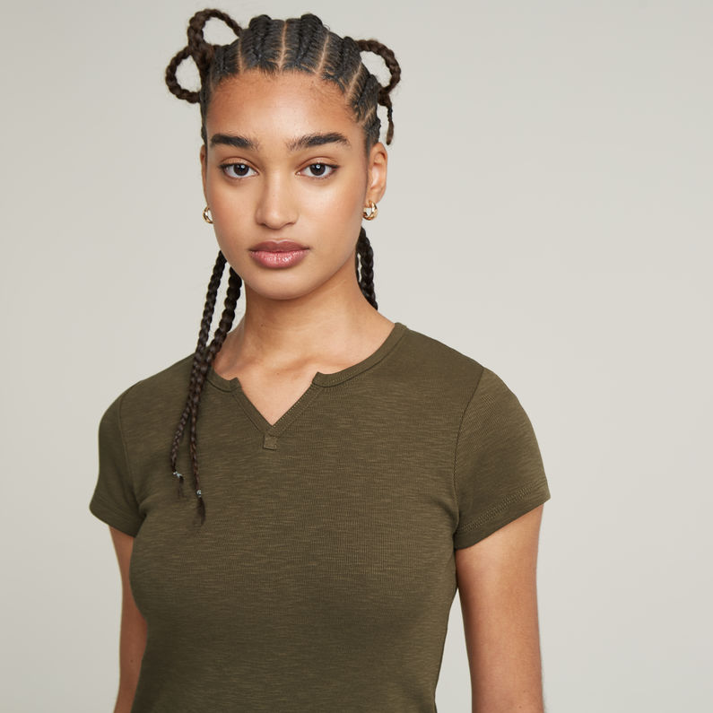 G-STAR Outlet Micro Placket Slim Top Green