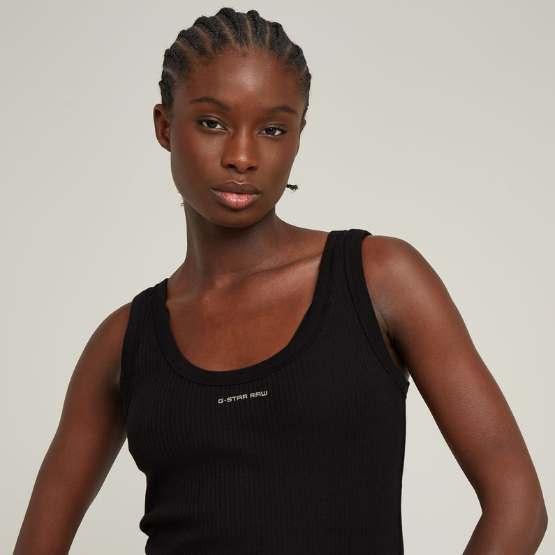 G-STAR Outlet Top Sin Mangas Slim Rib Negro