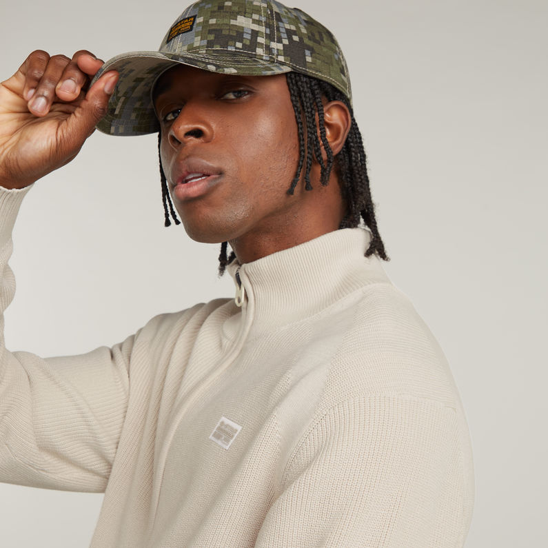 G-STAR Outlet Detailed Knitted Zip Thru Sweater White