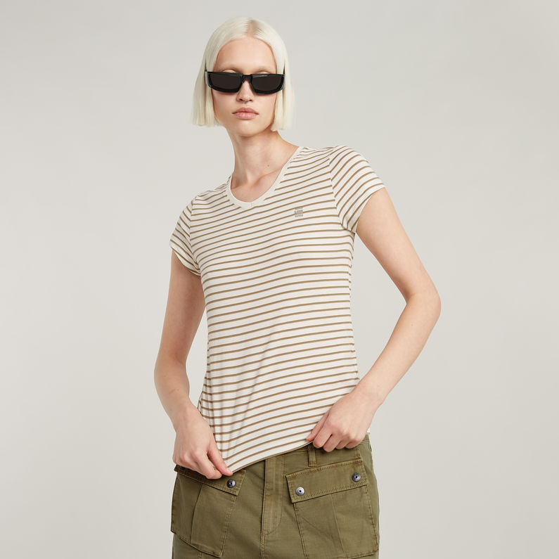 G-STAR Outlet Stripe Eyben Slim V-Neck Top 2.0 Multi color
