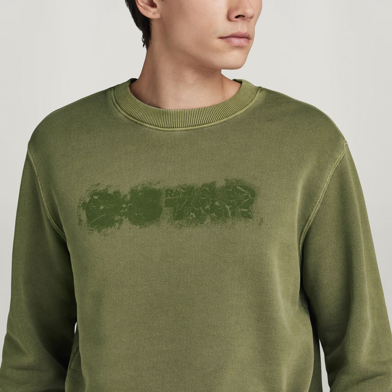 G-STAR Outlet Distressed Logo Sweater Green