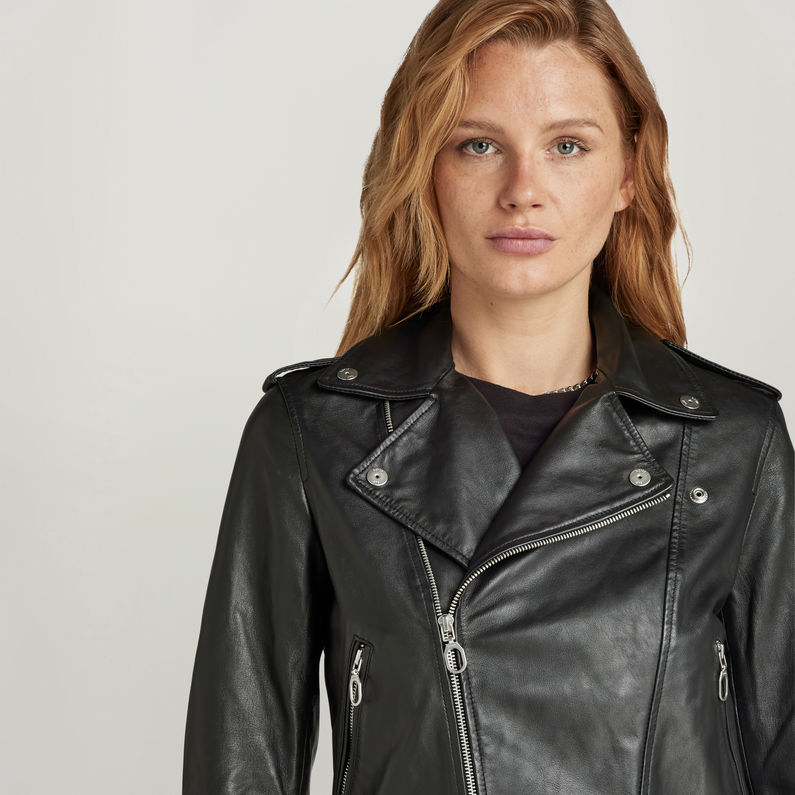 G-STAR Outlet Leather Biker Jacket Black