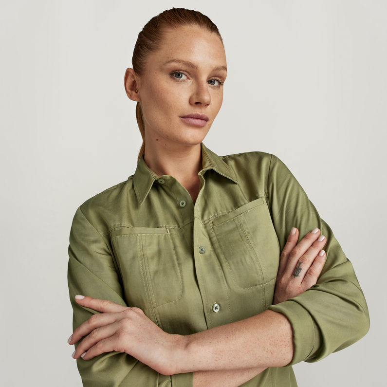 G-STAR Outlet Fitted Shirt Dress Green