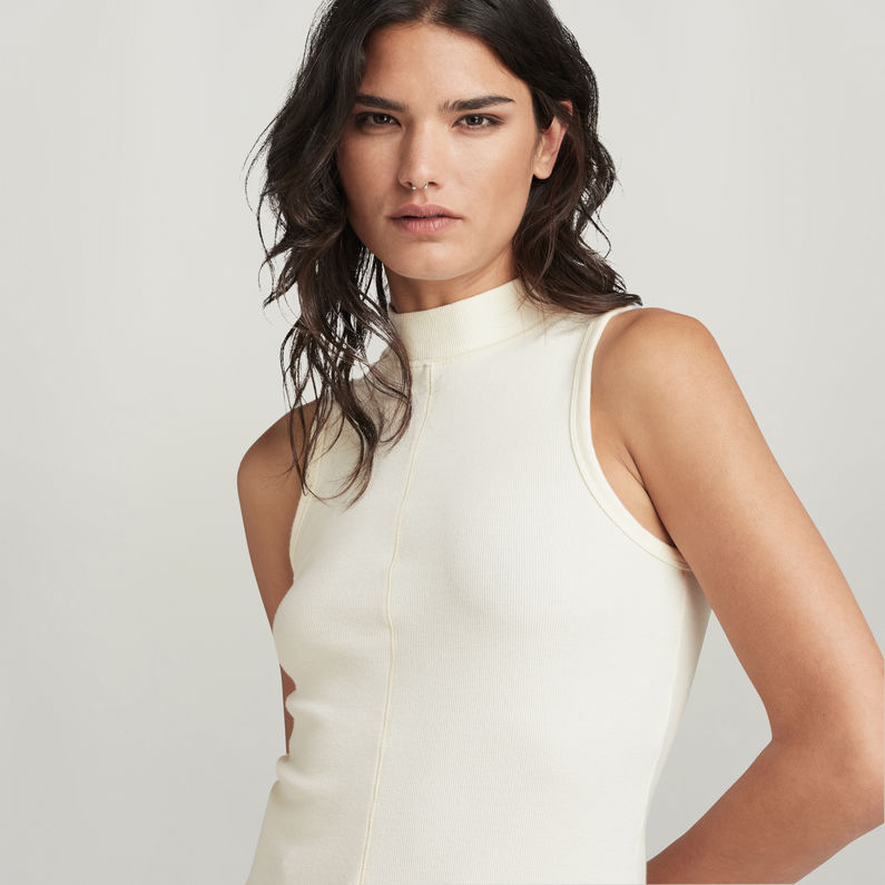 G-STAR Outlet Open Back Mock Slim Top Beige
