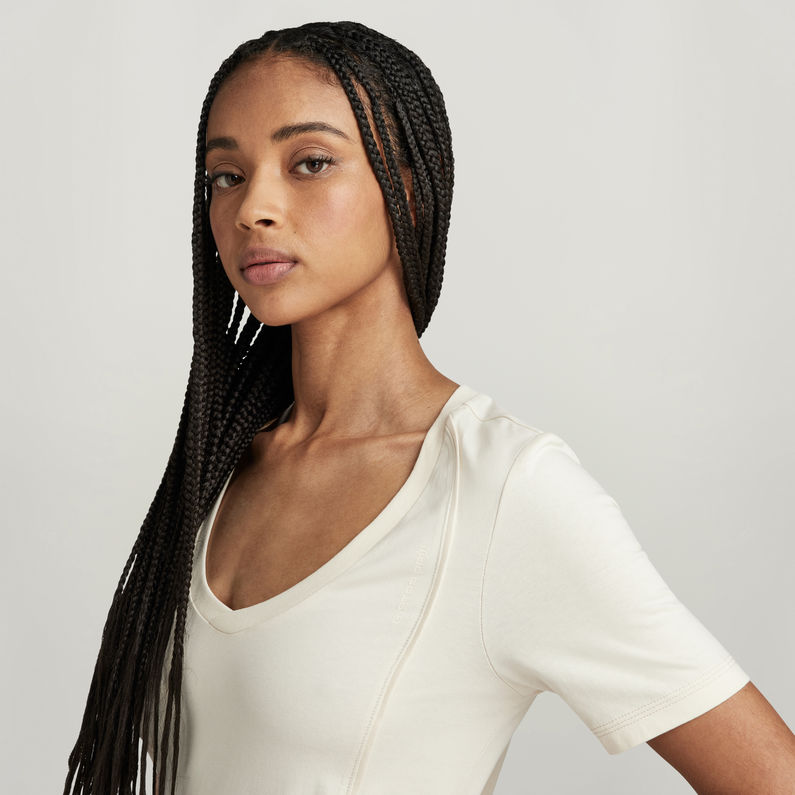 G-STAR Outlet Moto Slim U-Neck Top Beige