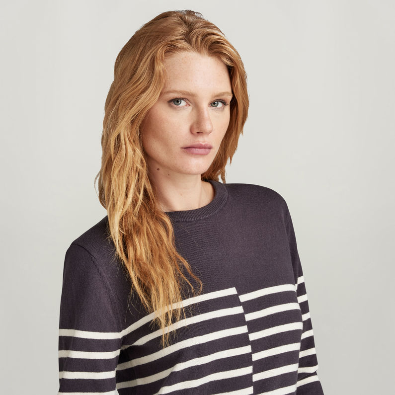 G-STAR Outlet Vestido Broken Stripe Knitted Gris