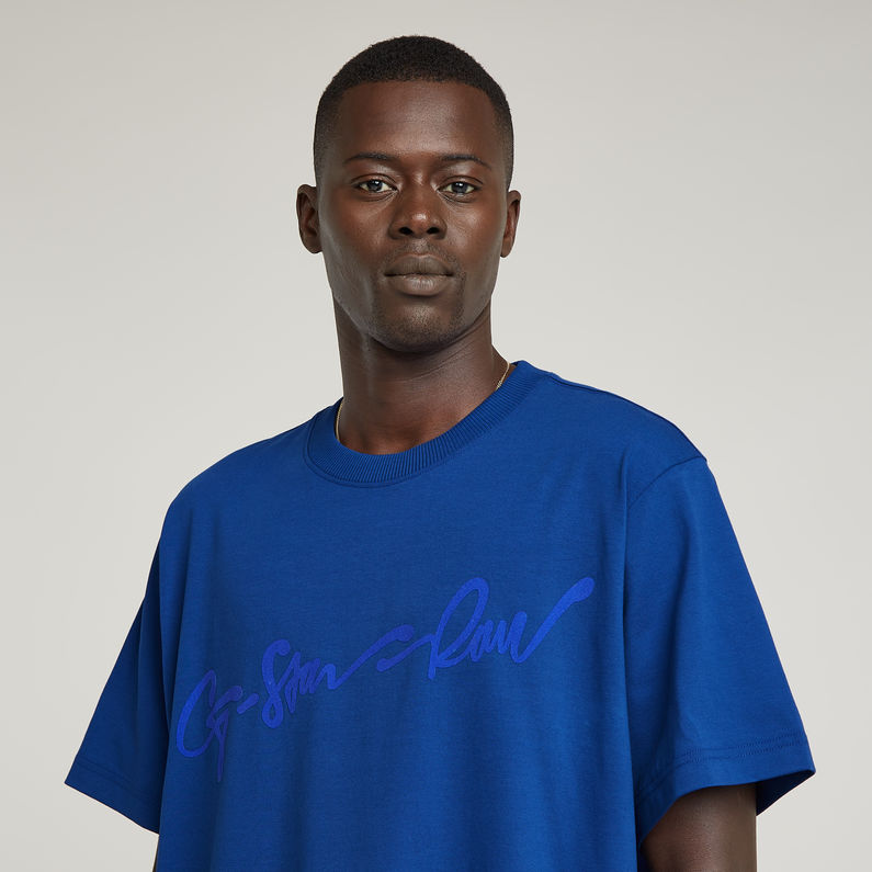 G-STAR Outlet Camiseta Flock G-Script Loose Azul intermedio