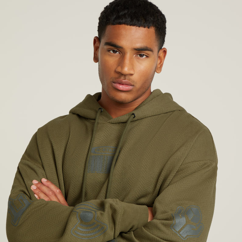 G-STAR Outlet Sudadera con capucha Multi Logo Loose Verde