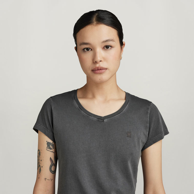 G-STAR Outlet Overdyed Eyben Slim V-Neck Top 2.0 Grey