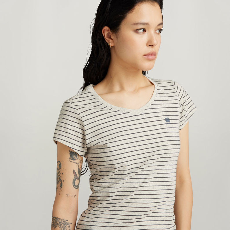 G-STAR Outlet Stripe Eyben Slim V-Neck Top 2.0 Multi color