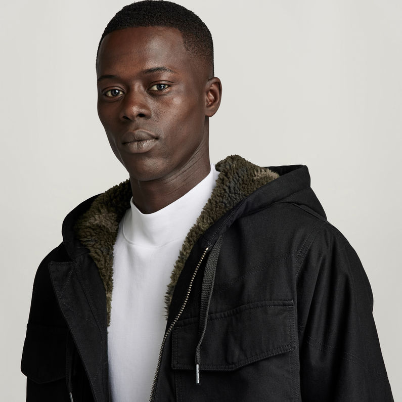 G-STAR Outlet Hooded Sherpa Jacket Black