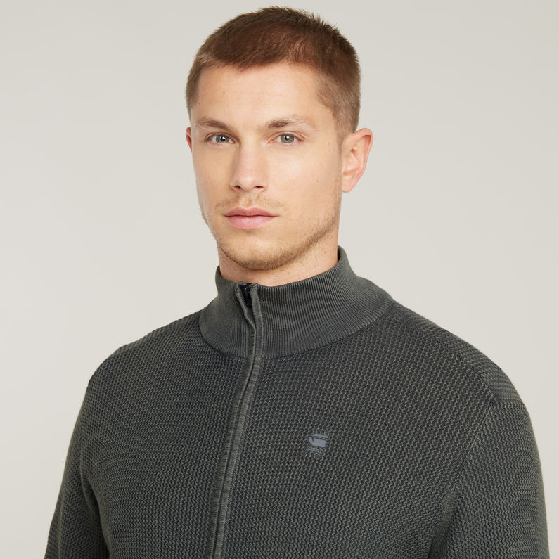 G-STAR Outlet Serrated Full Zip Knitted Cardigan Grey