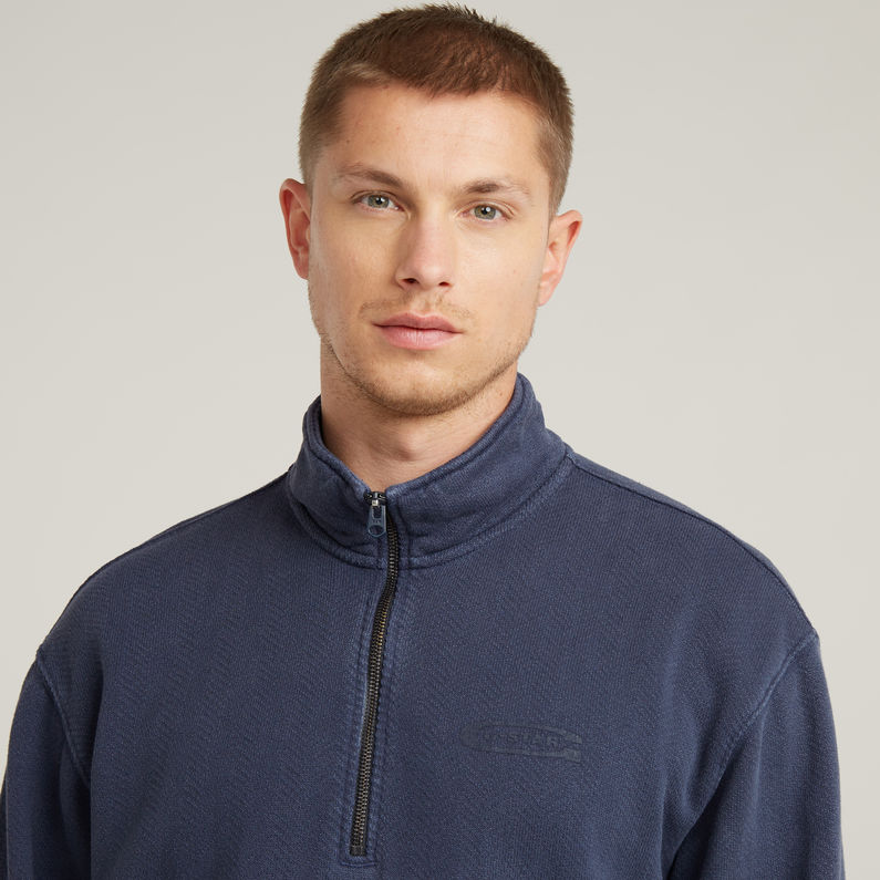 G-STAR Outlet Washed Half Zip Relaxed Sweater Dark blue