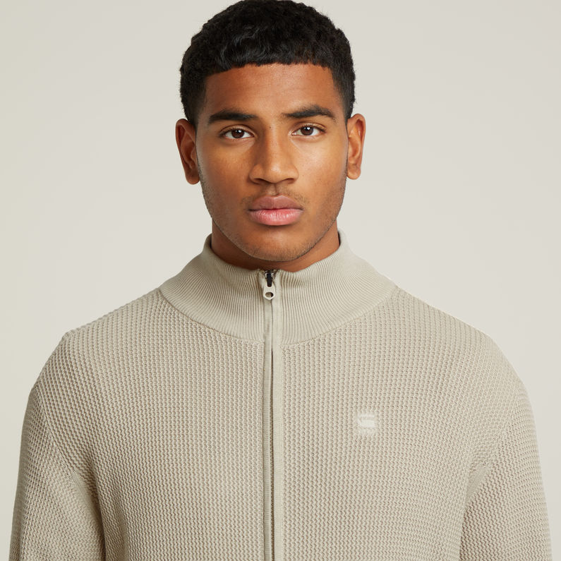 G-STAR Outlet Serrated Full Zip Knitted Cardigan Beige