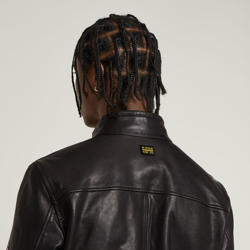 G-STAR Outlet Biker Leather Jacket Black