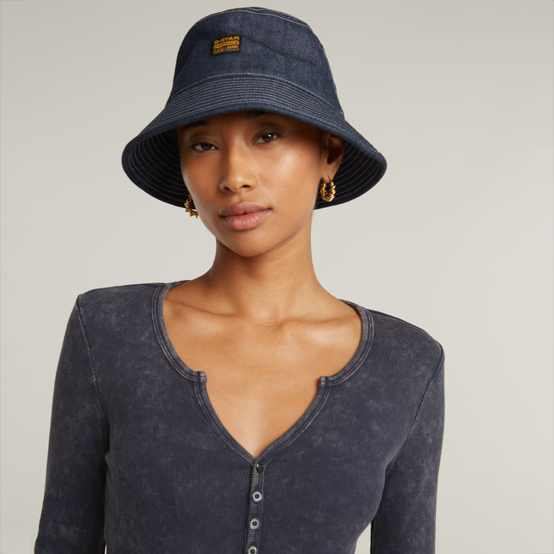 G-STAR Outlet Deep V Overdyed Henley Slim Top Dark blue