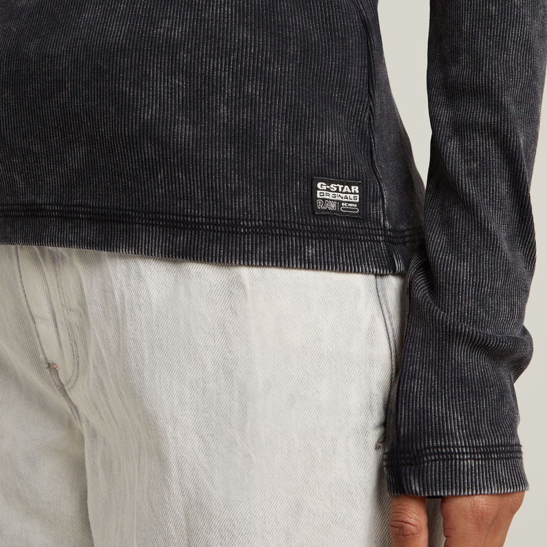 G-STAR Outlet Deep V Overdyed Henley Slim Top Black
