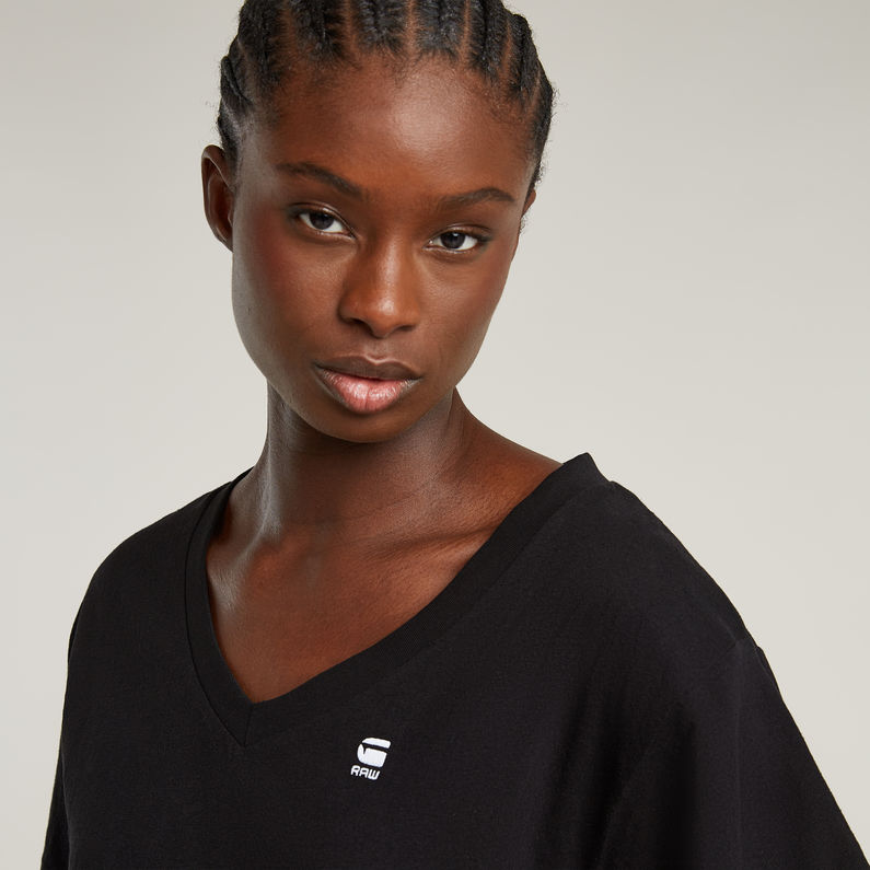 G-STAR Outlet Open V-Neck Relaxed Top Black