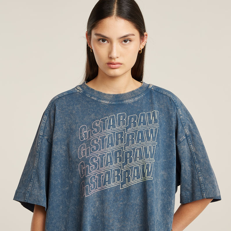 G-STAR Outlet Washed Multi Logo Oversized T-Shirt Medium blue