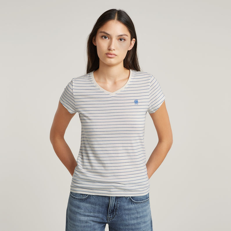 G-STAR Outlet Camiseta Stripe Eyben Slim V-Neck2.0 Multi color