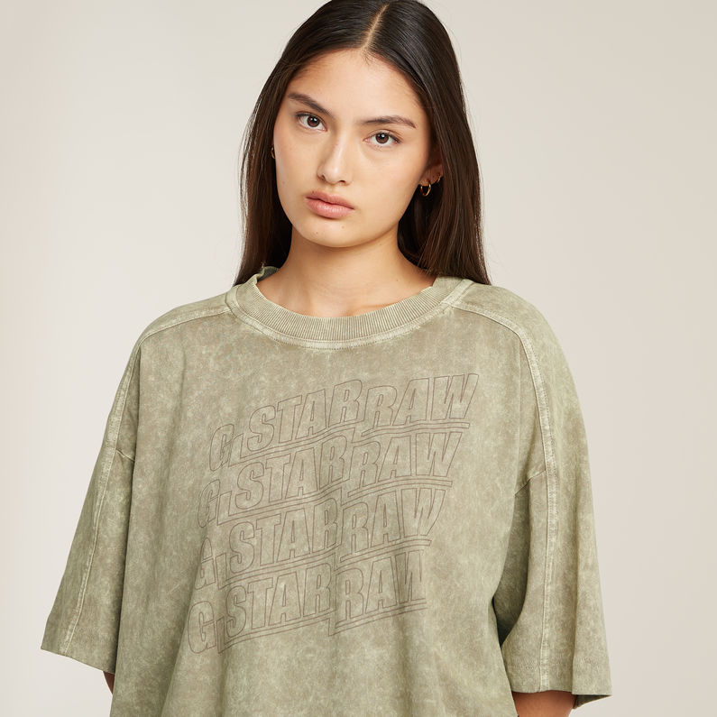 G-STAR Outlet Washed Multi Logo Oversized T-Shirt Beige