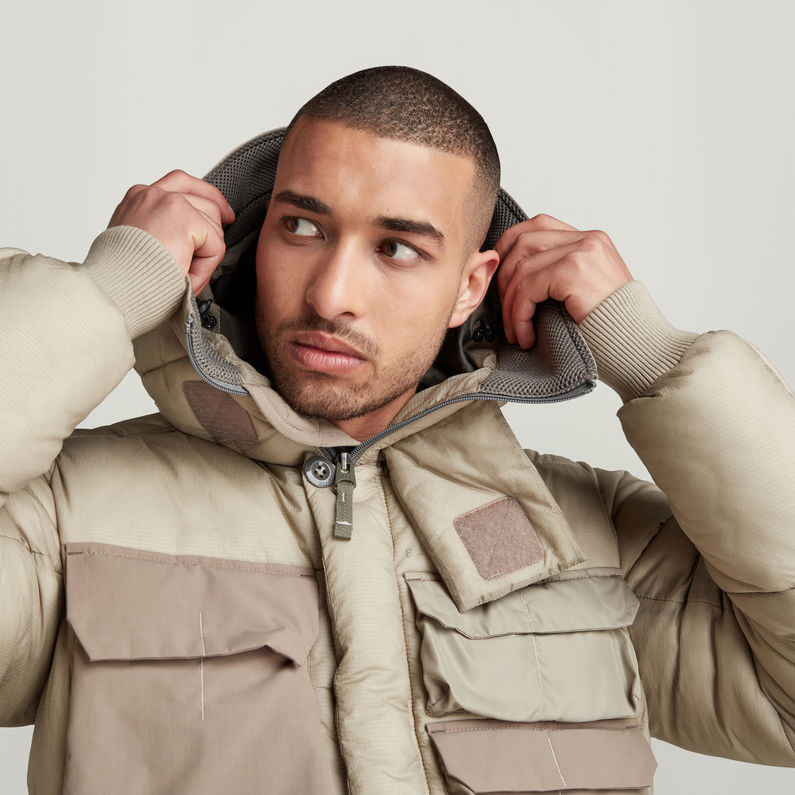 G-STAR Outlet Field Hooded Puffer Jacket Brown