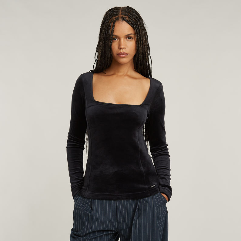 G-STAR Outlet Velvet Slim Top Black