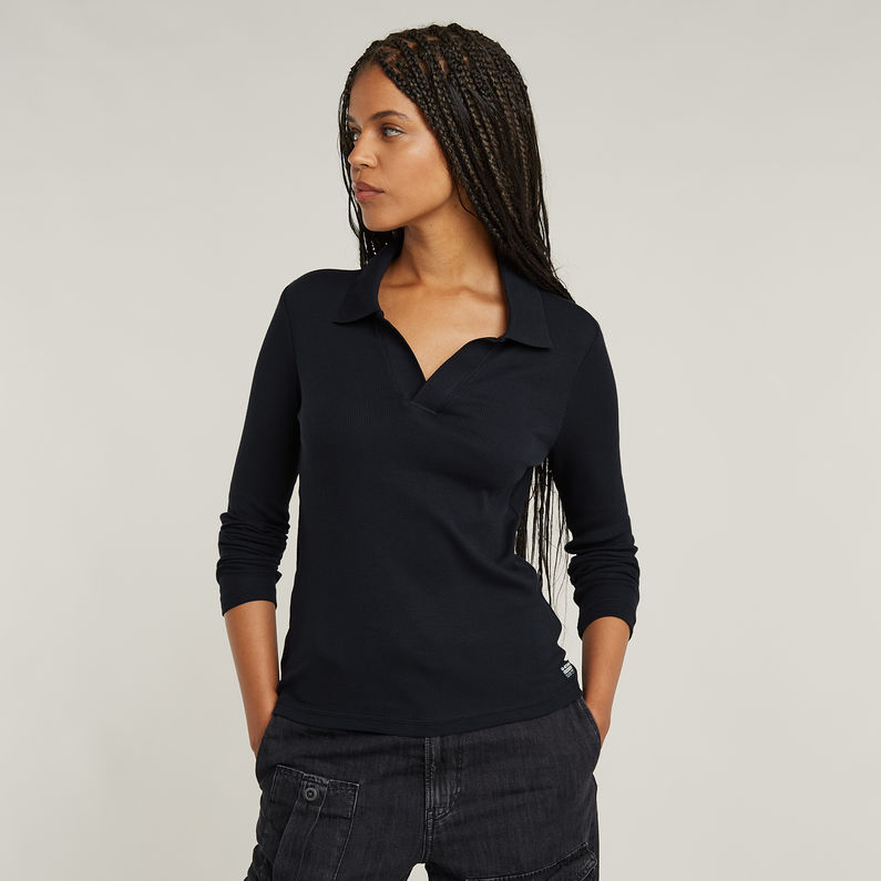G-STAR Outlet Polo Ribbed Slim Azul oscuro
