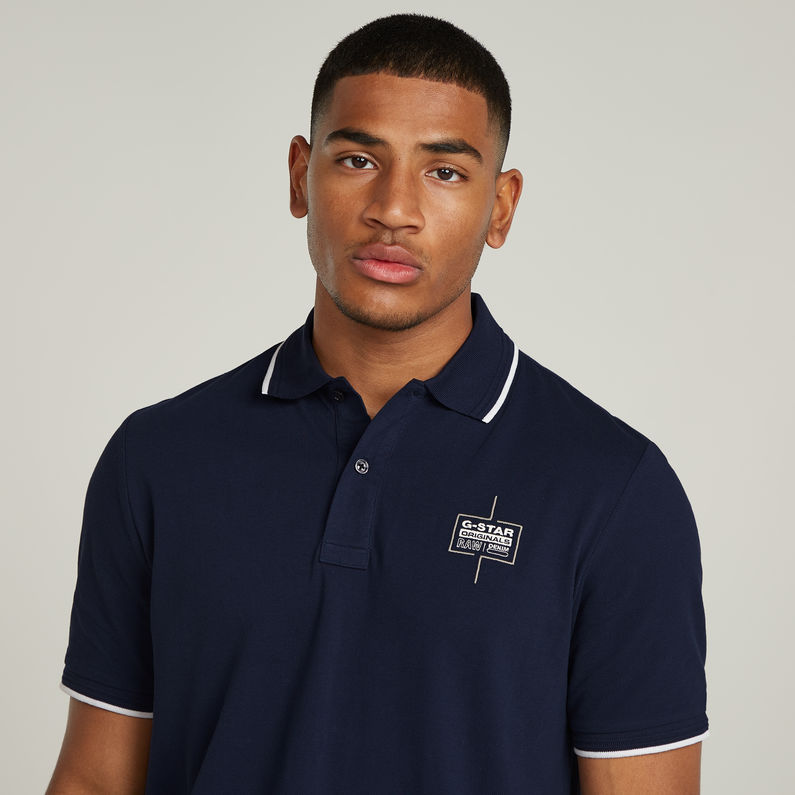 G-STAR Outlet Chest Logo Striped Polo Dark blue