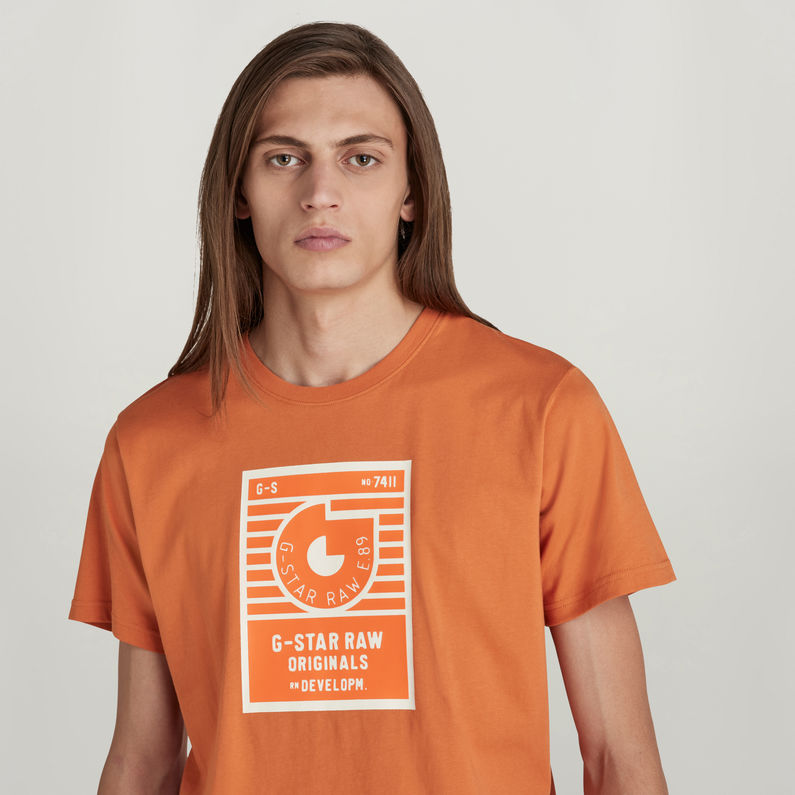 G-STAR Outlet Boxed High Density Graphic T-Shirt Orange