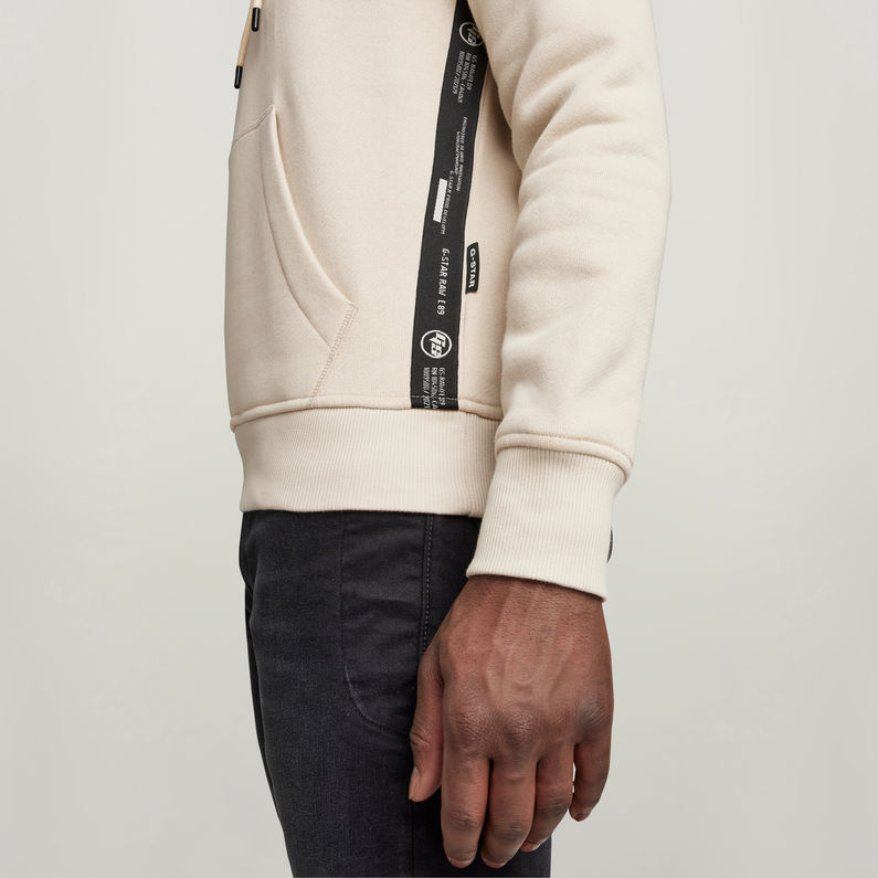 G-STAR Outlet Logo Tape Hooded Sweater Beige