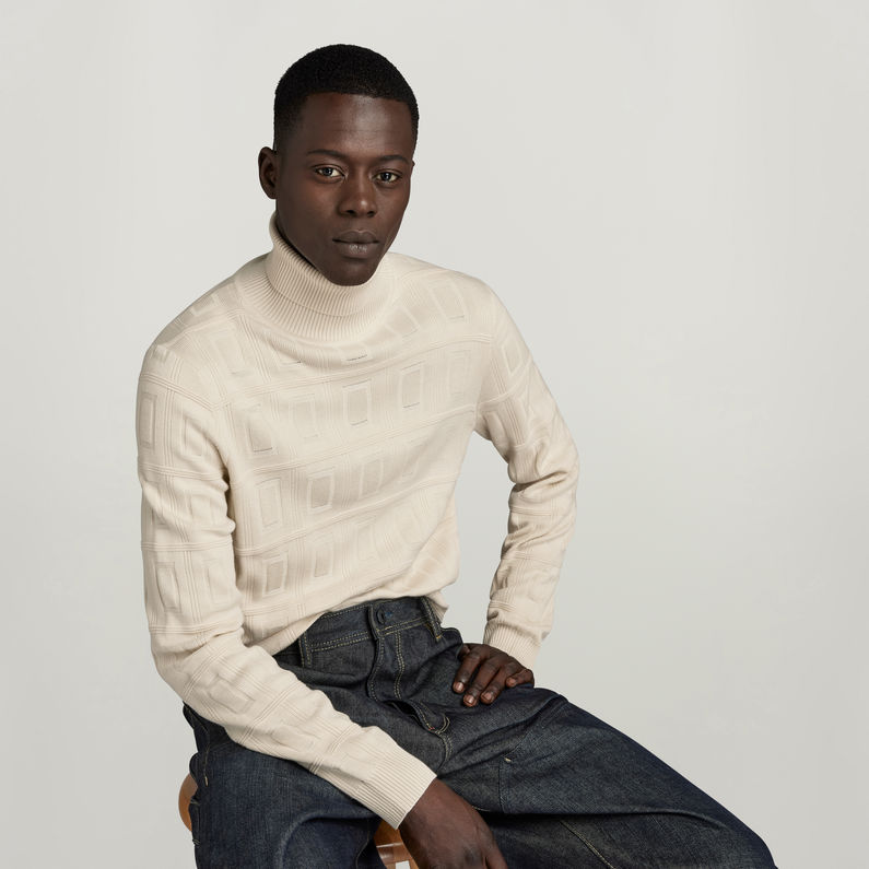 G-STAR Outlet Table Structure Turtle Knitted Sweater Beige