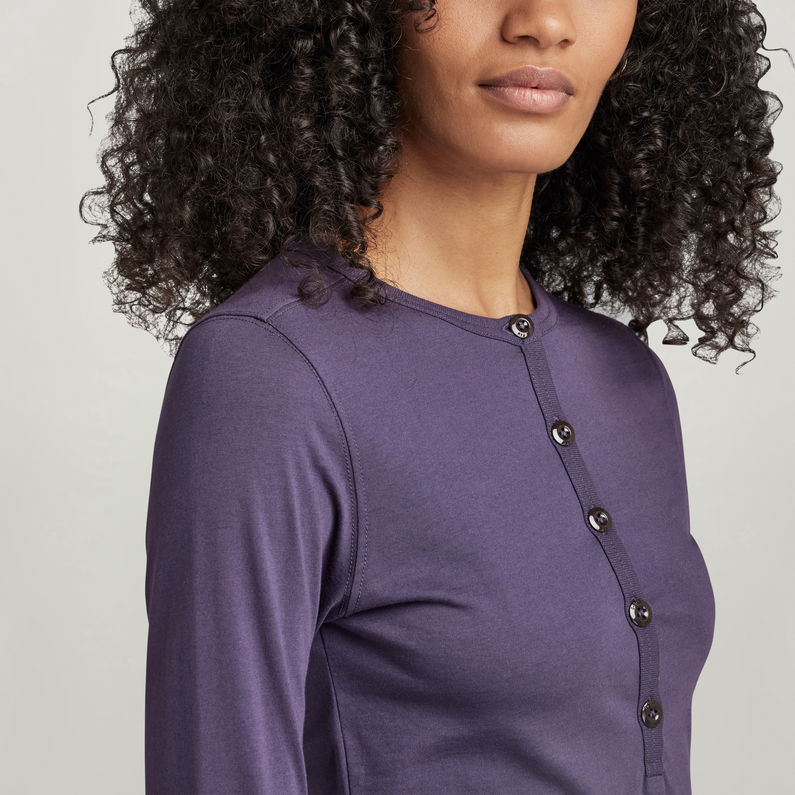 G-STAR Outlet Essential Henley Slim Top Purple