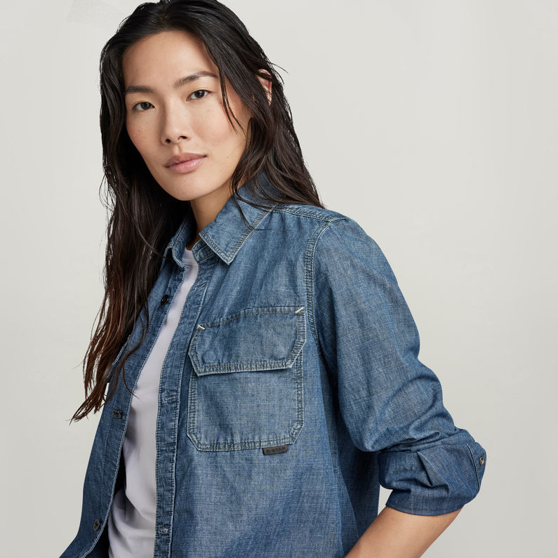 G-STAR Outlet Flap Pocket Shirt Evergreen Medium blue