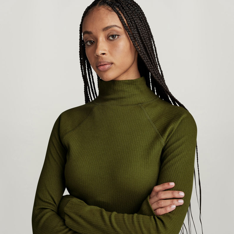 G-STAR Outlet Top Slim Rib Mock Verde