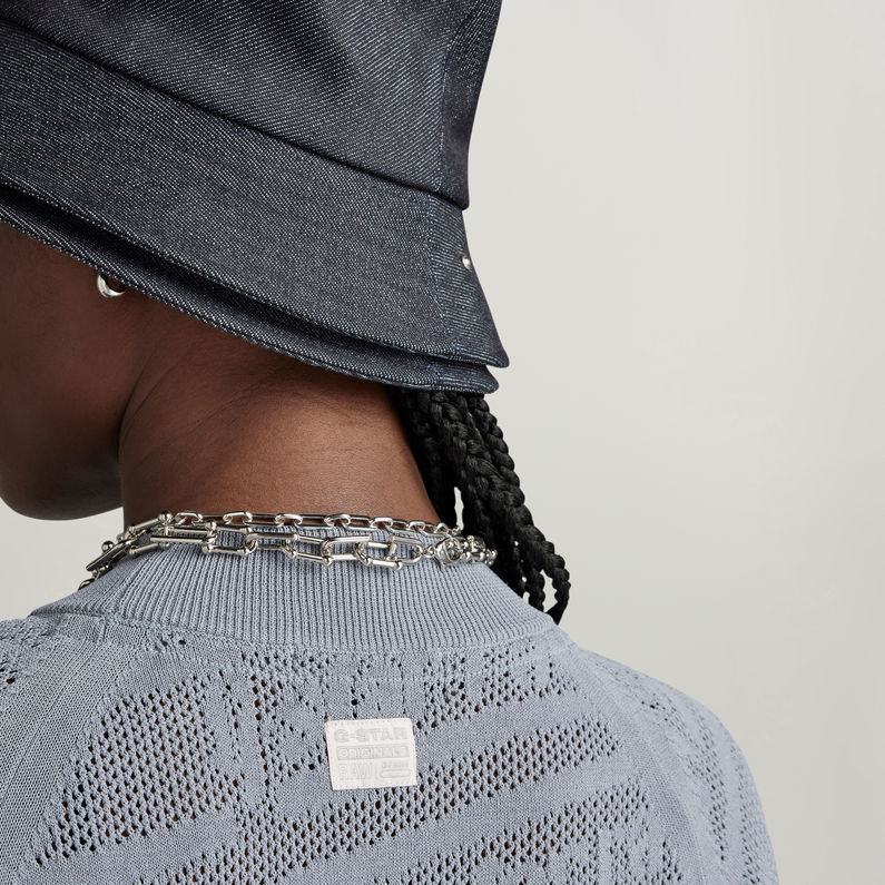 G-STAR Outlet Pointelle Text Knitted Sweater Grey