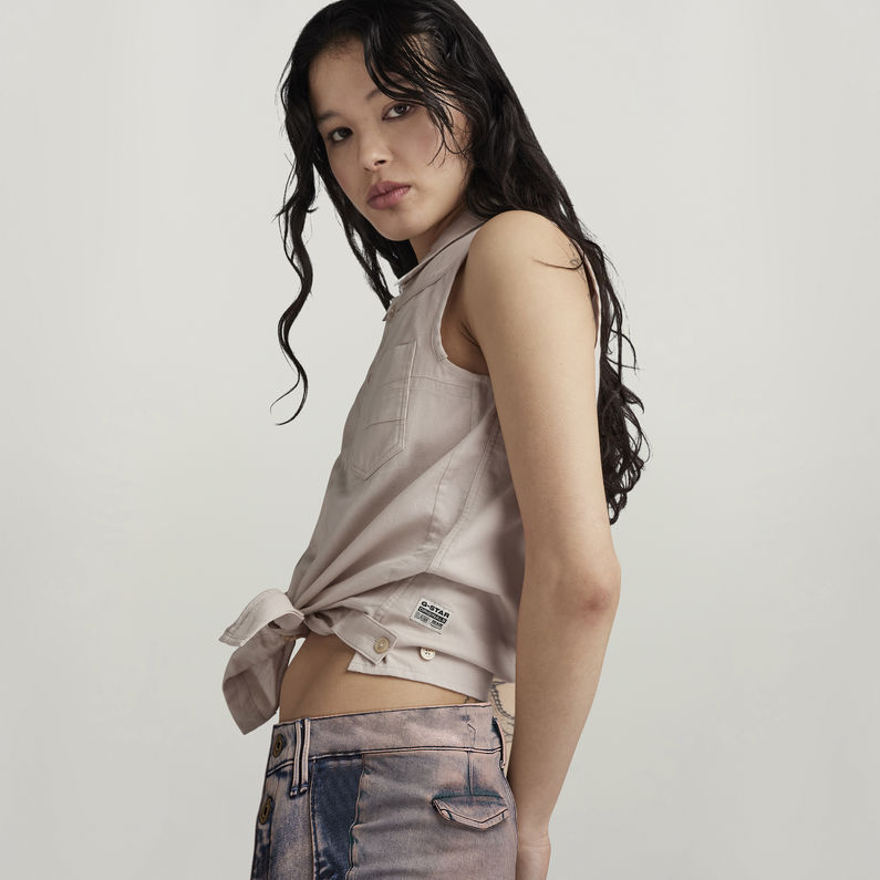 G-STAR Outlet Y2K Sleeveless Shirt Beige