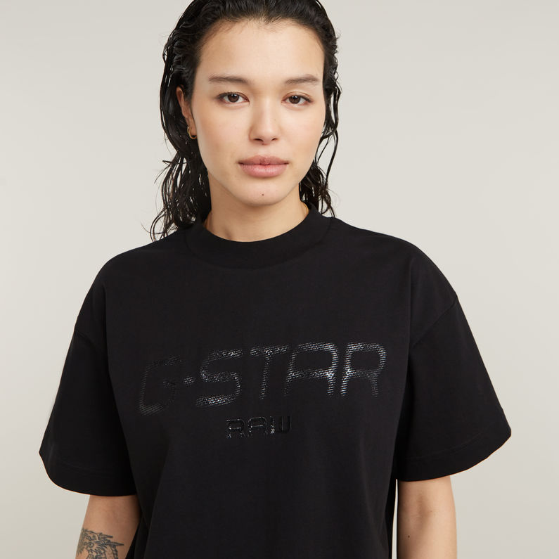 G-STAR Outlet Shiny Print Loose Top Black
